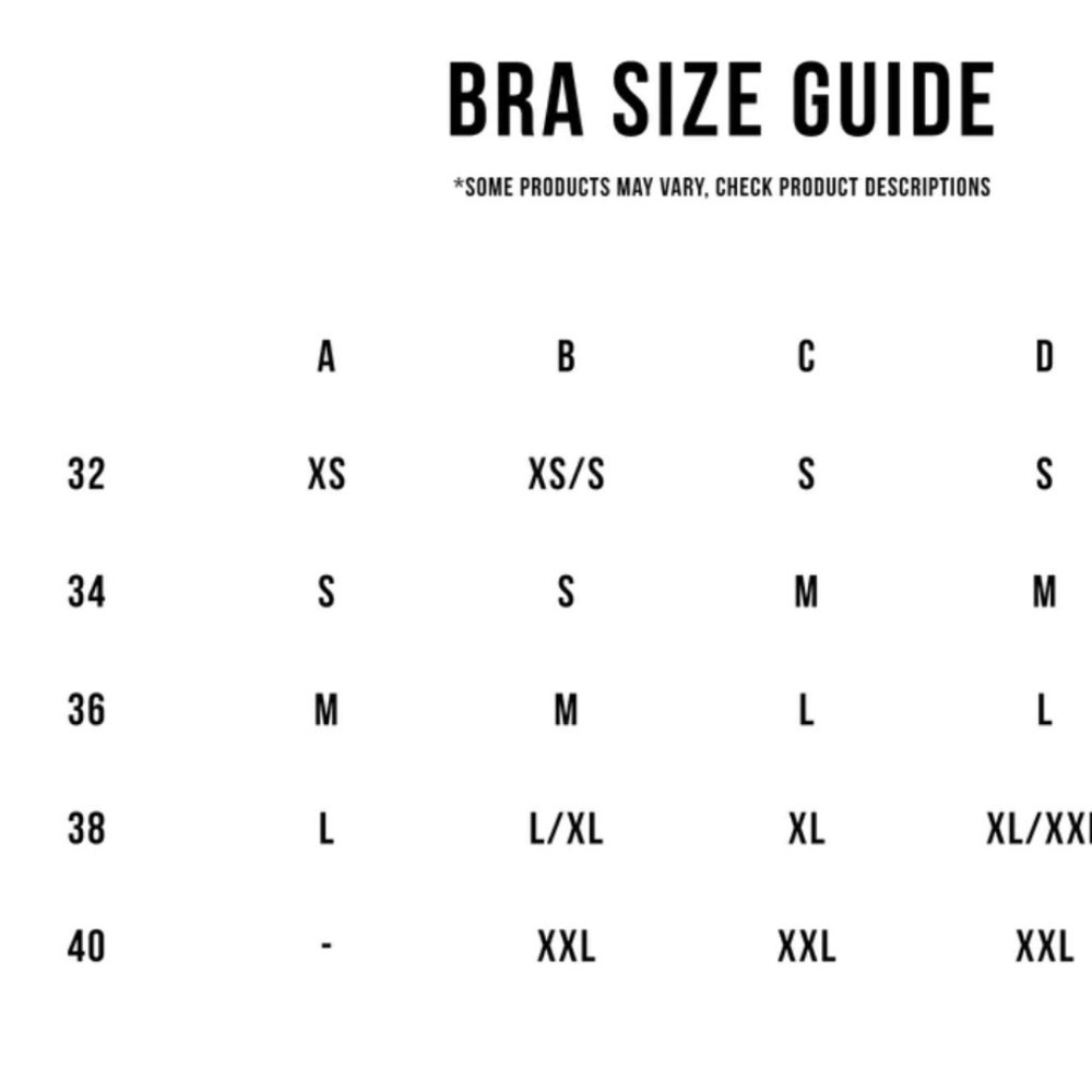 SIZE GUIDE FOR GOLDSHEEP BRA